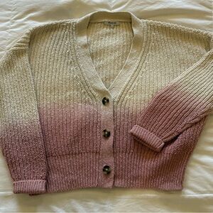 Madewell Cream and Pink Knit Cardigan